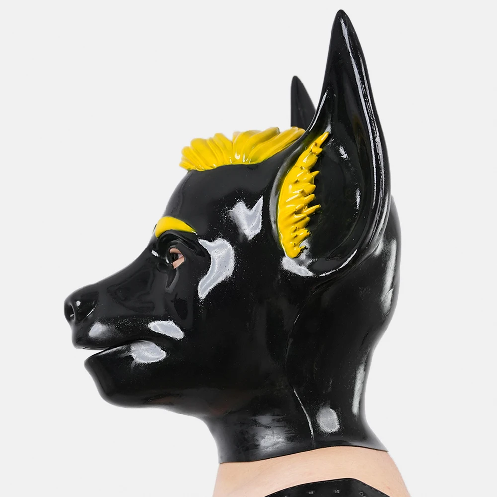 Furrjoi Silicone Carton Dog Hood for Cosplay Costumes Puppy Play Mask Halloween Party Masken Furry Full Head Facewear