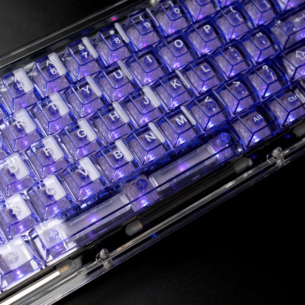 

124 Key Cherry Shaped Purple Transparent Keycap PC Material UV Transfer Printing Compatible with MX Switch Mechanical Keyboard
