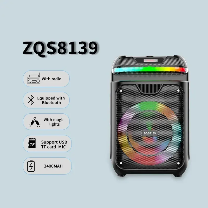 

Wireless Family Karaoke Audio with MIC Powerful Outdoor Gathering Subwoofer Speaker Portable Bluetooth Speakers With FM RGB TWS