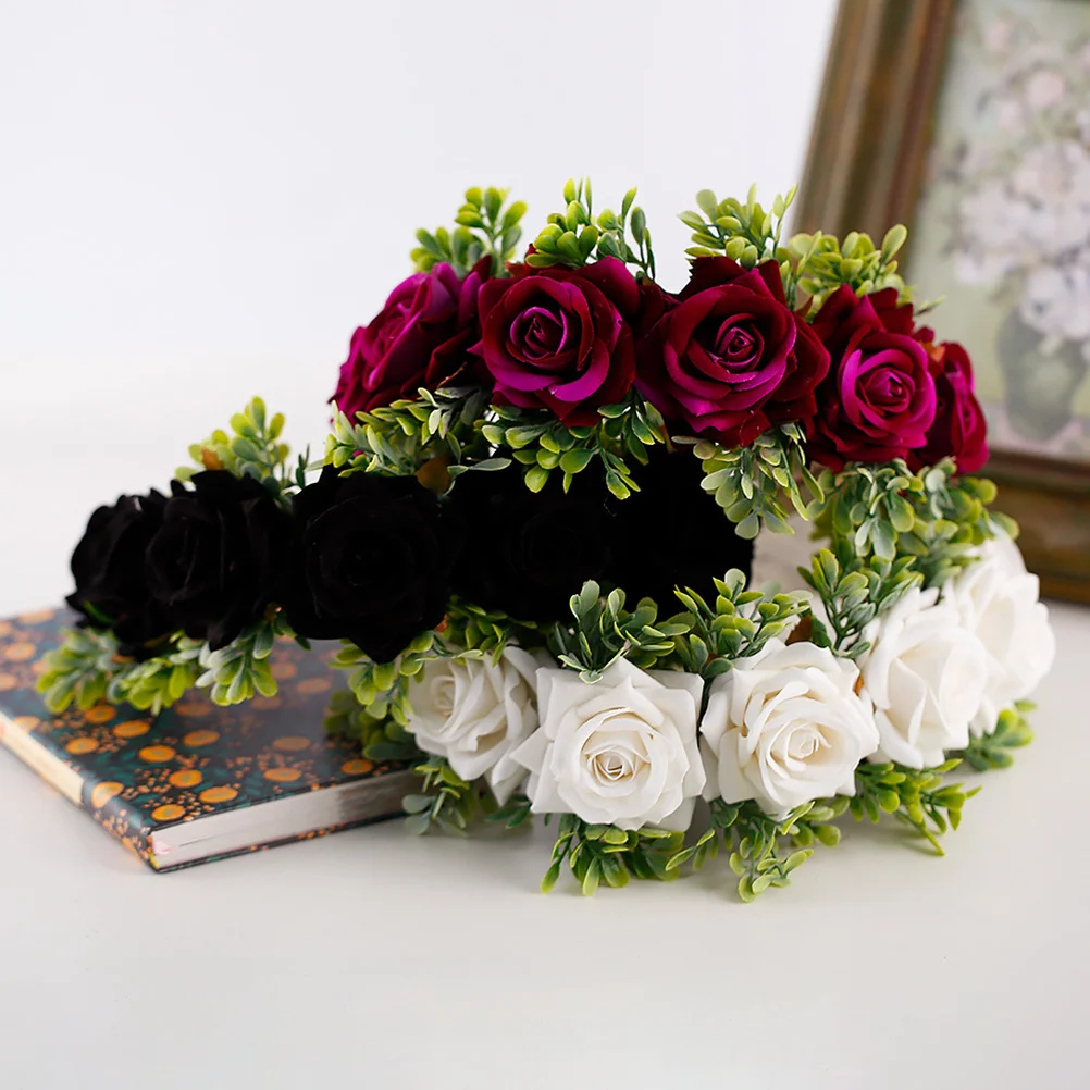 

Головной убор с цветочным принтом, синяя искусственная роза, повязка для волос для свадебной вечеринки, головной убор для косплея для девочек, невесты, удобный легкий вес