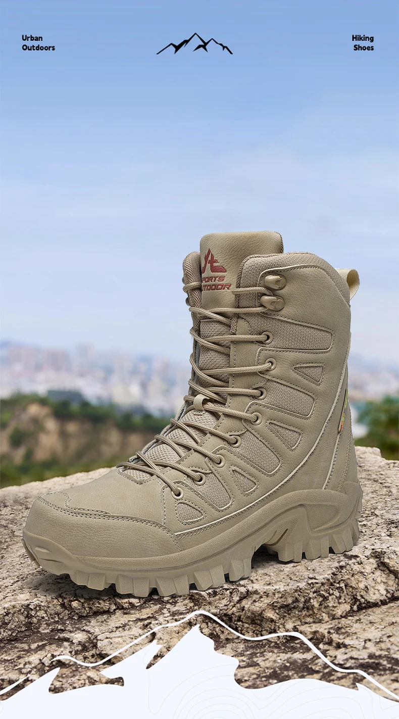 Männer Bergsteigen Schuhe Im Freien Nicht-slip Taktische Stiefel Wüste Boot Atmungsaktive Leder Obermaterial High Top Feld Training Sicherheit schuh – Detail 2