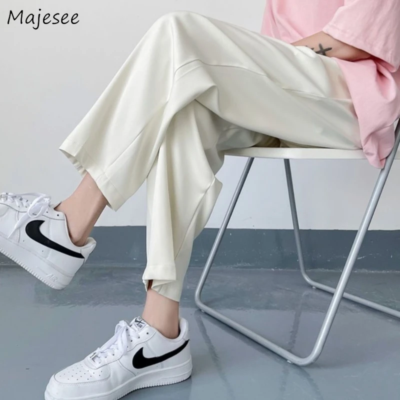 

Summer Casual Pants Men Simple Mature Smart Casual Straight Trousers Thin Handsome Korean Style All-match Soft Pantalon Homme