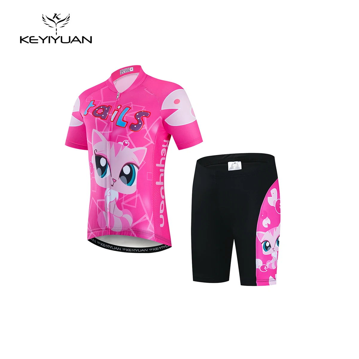 KEYIYUAN Kids Cycling Jersey Suit Boy Girl Short Sleeve Cycle Wear Bicycle Serve Child Summer MTB Bike A Whole Set Clothing