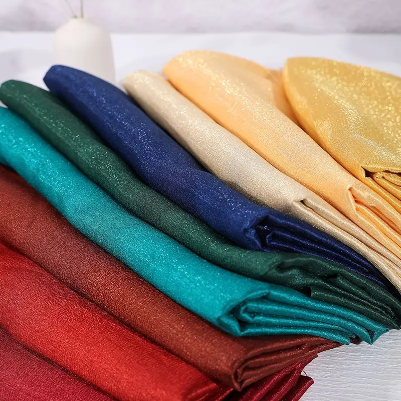 Meteor Satin Glitter Fabric By The Meter for Clothing Hanfu Dress Skirt Shirt Curtain DIY Sewing Plain Shiny Cloth Soft White view 2