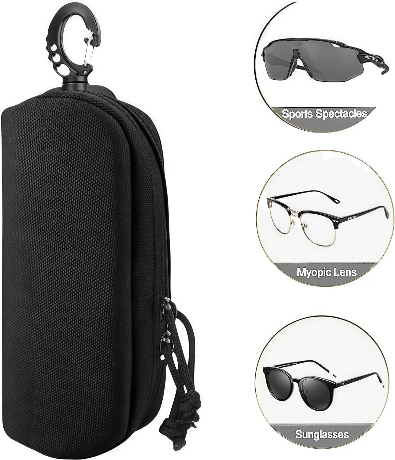 Taktisches MOLLE-Brillenetui, stoßfeste Schutzhülle, tragbares Etui mit Gürtelclip – Detail 2