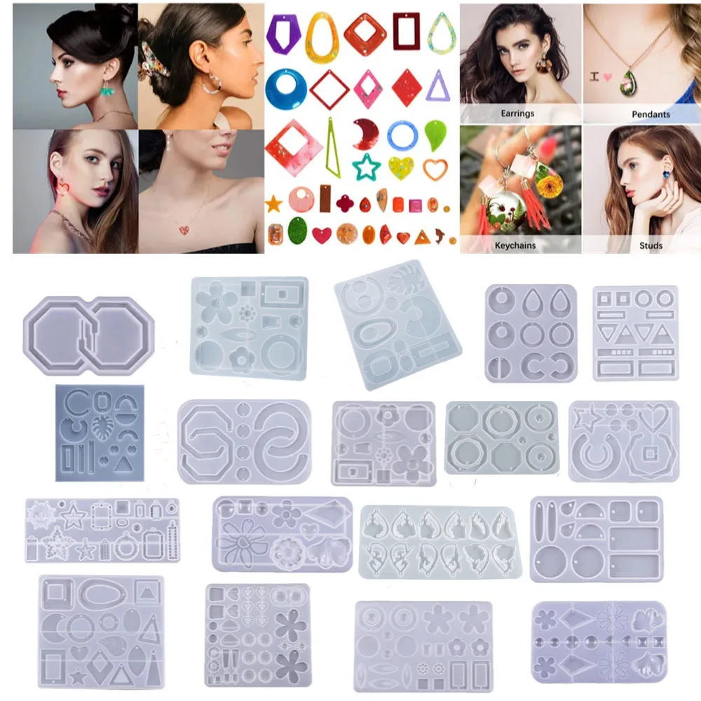 Resin Jewelry Molds Silicone Earring Mold for Epoxy Resin Necklace Bracelet Rings Dangle Pendant Molds Casting Molds DIY Craft