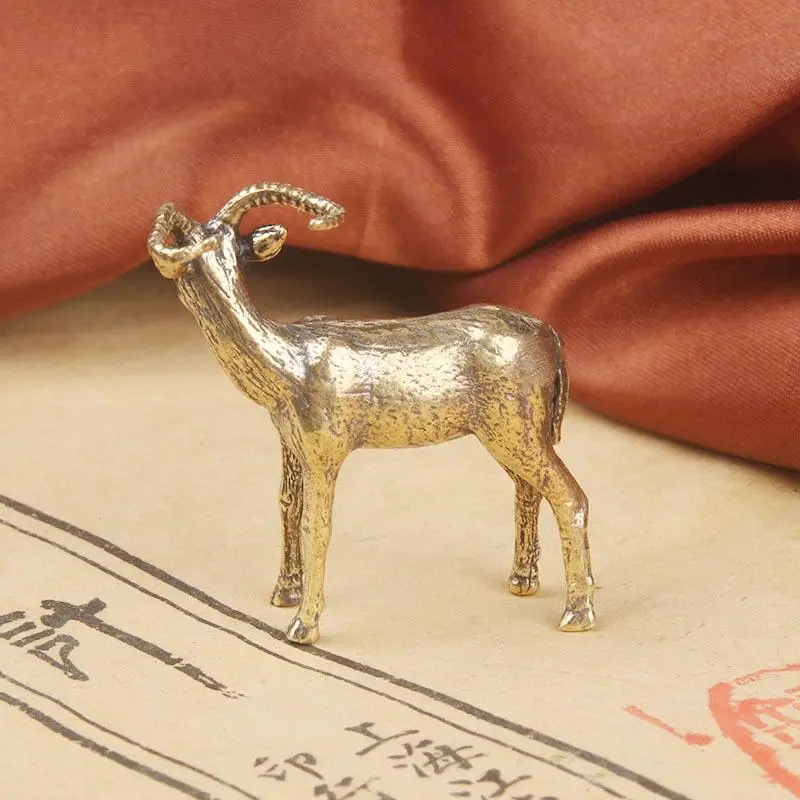New Retro Brass Antelope Sculpture Vintage Animal Statue Tea Pet Decor Ornament For Home Office Collection Gift