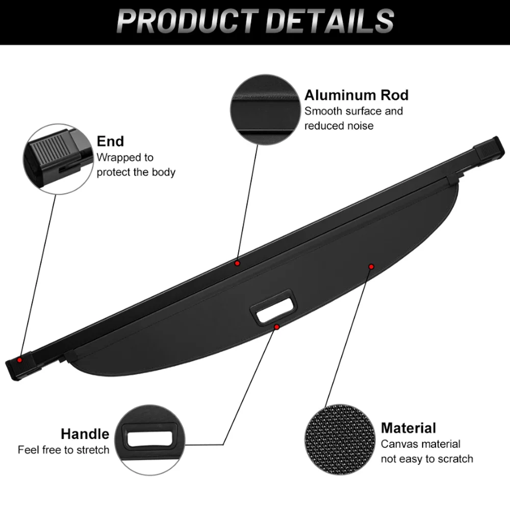 Car Trunk Cargo Cover for Kia Mohave Borrego HM 2009~2019 Luggage Storage Curtain Tray Mat Security Shielding Shade Accessories