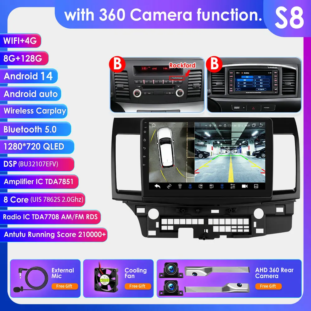 Hizpo Auto Intelligent Systemen Carplay Android Autoradio voor Mitsubishi Lancer 2007-2012 Multimedia Video Speler WIFI 8Core 6115 - afbeelding 1