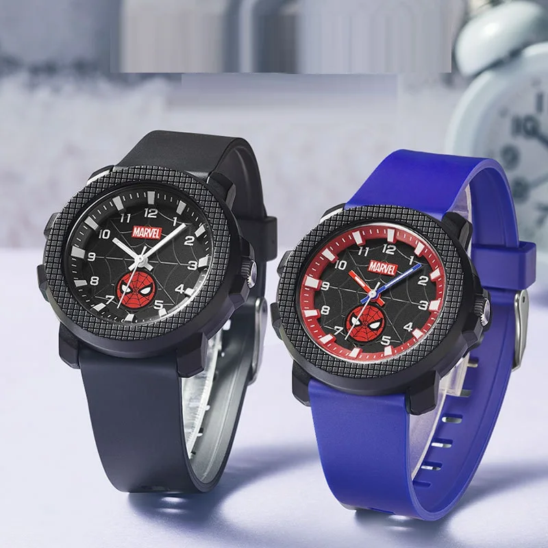 Marvel jam tangan Quartz anak laki-laki, jam tangan Avengers Spider man Captain America Kartun Quartz tahan air untuk pelajar