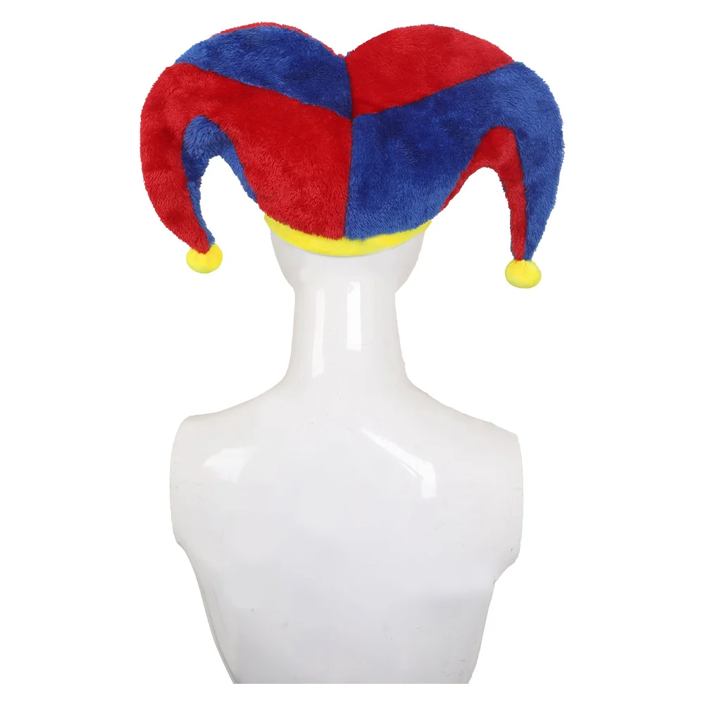 Pomni Cosplay Rollenspel Volwassen Winter Pluche Hoed Eyemask Cartoon Tv Magische Clown Kostuum Accessoires Fancy Rekwisieten