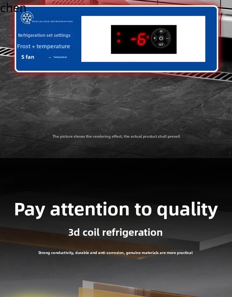 HTT выдвижной холодильный верстак, кухонная коммерческая морозильная камера, консоль, горизонтальная морозильная камера с воздушным охлаждением