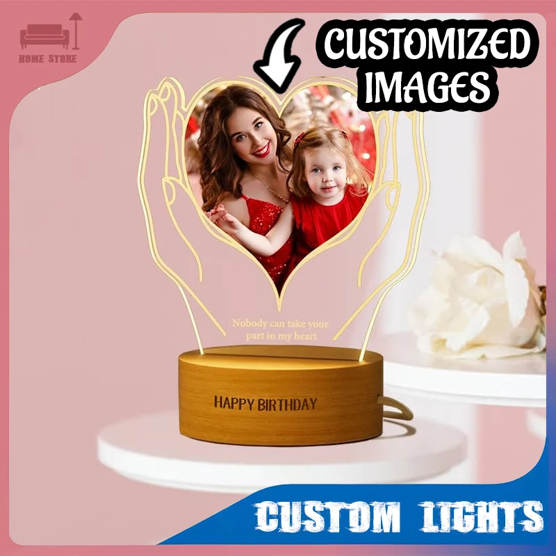

Romantic Custom Plaque Acrylic Photo Frame LED Night Lamp Personalized Gift for Couples Anniversary Wedding Birthday Home Decor
