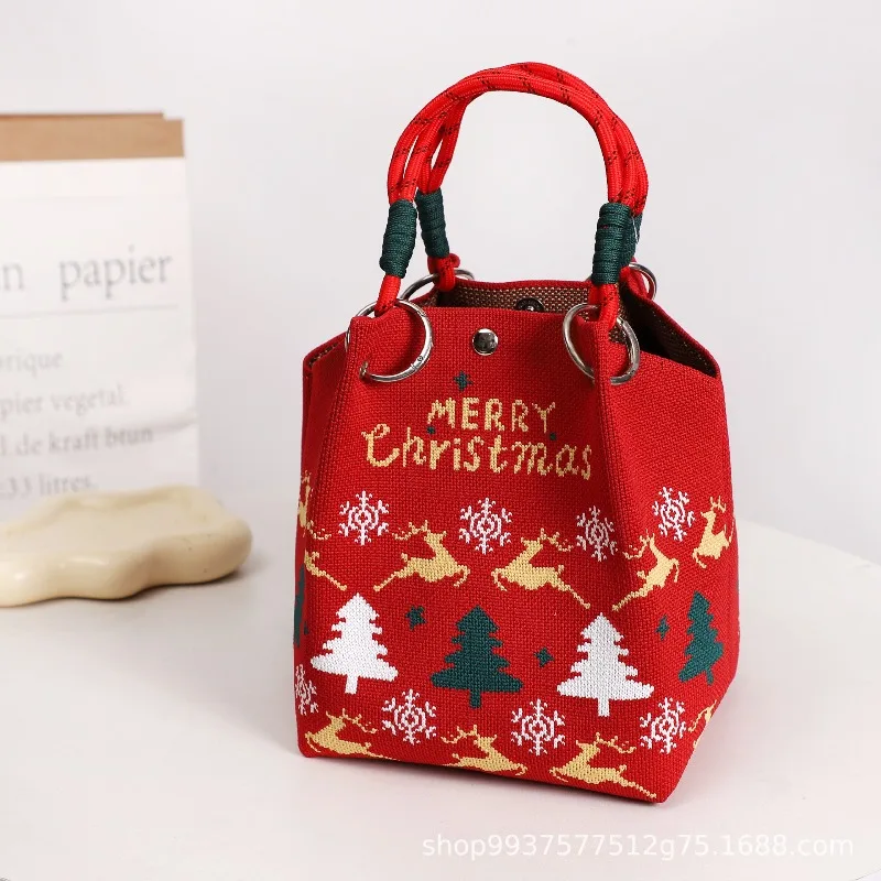 Popular Christmas Japanese Korean Knitted Handbags Portable for Work and Outing Large Capacity Handbags for Miscellaneous Items