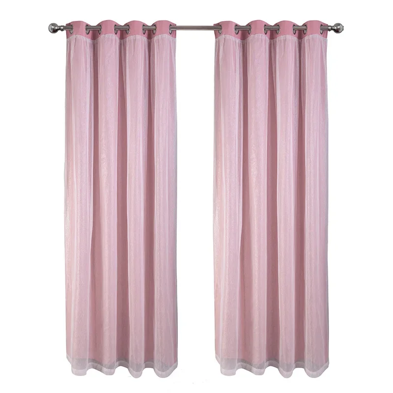 (31) Customized Factory Direct Sales Silver Silk Double-layer Blackout Curtains