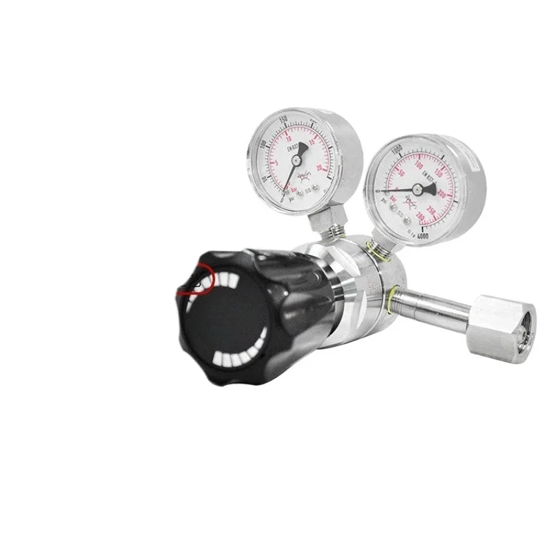 Zweistufiges Druck minder ventil aus Edelstahl 316l Doppel manometer 4000 * 100psi Einlass für cga540, mit Nadel ventil 1/4fnpt