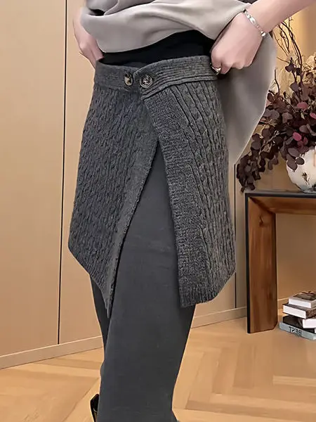 

plus Size ey Knitted Rope Design f Skirt Women's Faion Slimming Meat Covering Spring New Sle Casual High Waist A-Lin...