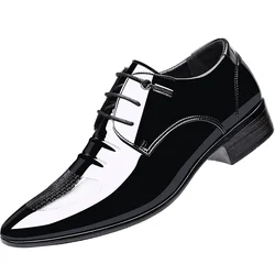 Luxury Business Oxford Leather Shoes Men Breathable Patent Leather Formal Shoes Plus Size Man Office Wedding Flats Male Black