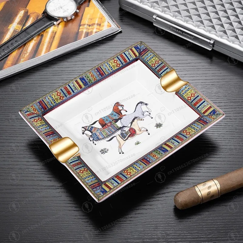 

Cigar Ashtray Ceramic Large Diameter Smoke Bowl European Living Room Decoration Gift Box Cuban Cigar Ashtray