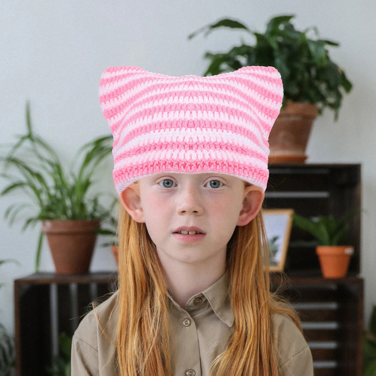 

Cute Cat Ear Knit Hat Winter Warm Beanie Thicken Unisex Cap For Women Men Soft Skin-Friendly Outdoor Camping Hiking