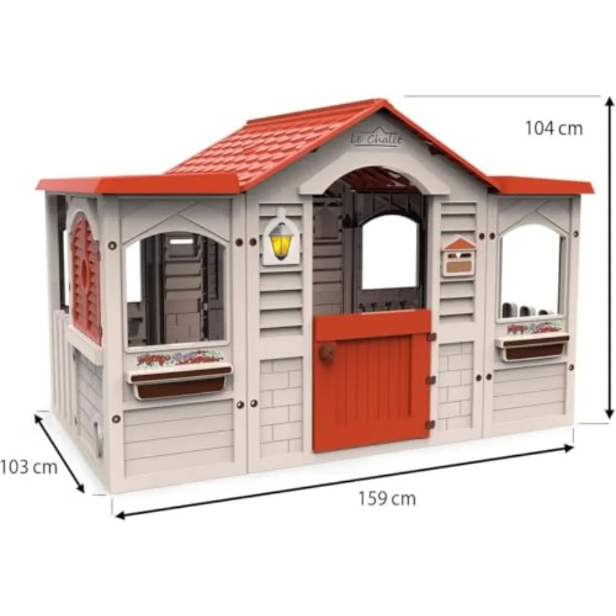 ' playhouse for indoor outdoor use, durable plastic, beige, easy assembly with fun features
