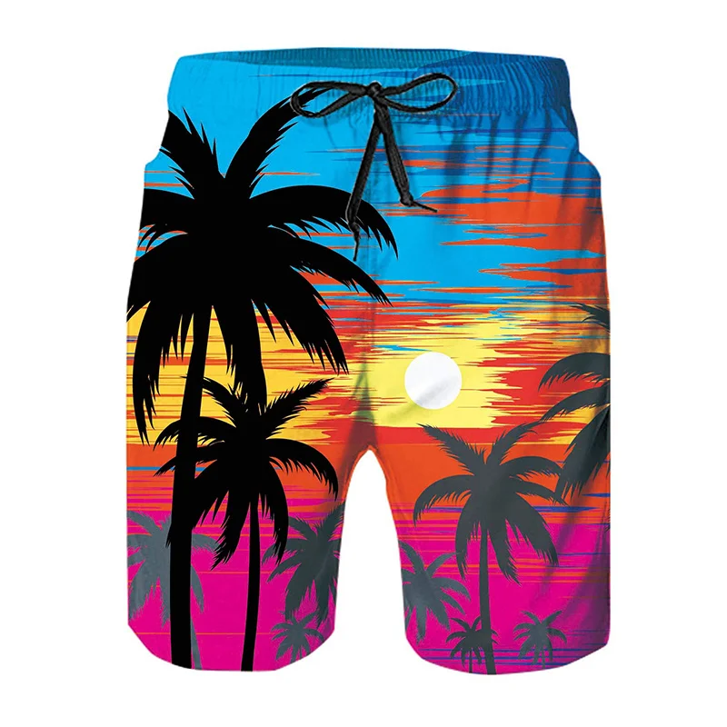 Shorts de praia estampados de abacaxi masculino, calção de banho casual, maiô masculino, calça curta Y2K, verão