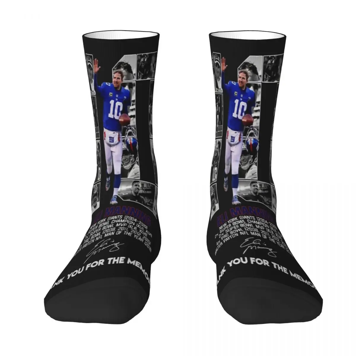 Eli Manning Thank You For The Memories Socks Fashion Trends Unisex Stockings 3D Printing Gifts Breathable Socks