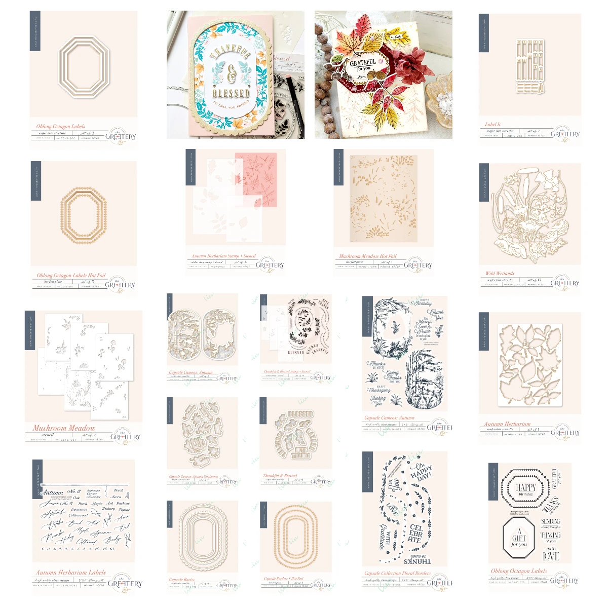 

2025 New Capsule Basics Thankful & Blessed Metal Cutting Dies Stamps Stencils and Hot Foil for DIY Handmade Diary Album Card