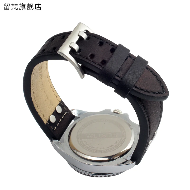 Retro Rivets Genuine Leather Watch Band For Hamilton H760250 Khaki Aviation Field watch straps Men\'s Bracelet 20mm 22mm