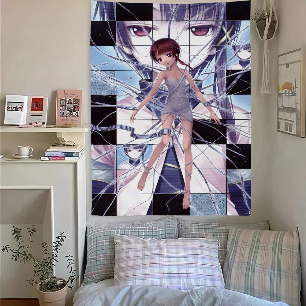 

S-Serial E-Experiments Lain Tapestry 90x140cm Home Bedroom Living Room Bar Outdoor Microfiber Wall Art Decorated Banners