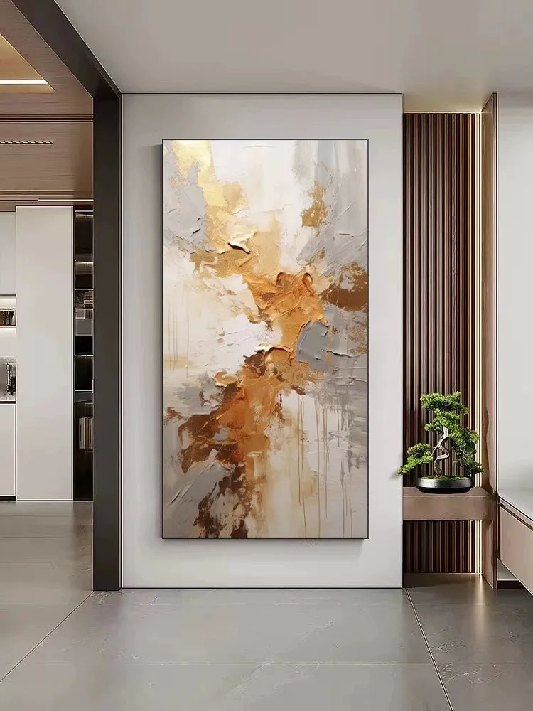 

Handmade Textured 3D Golden Oil Painting On Canvas Modern Abstract Wall Art For Home Office Wall Decor CanvasTextured Painting