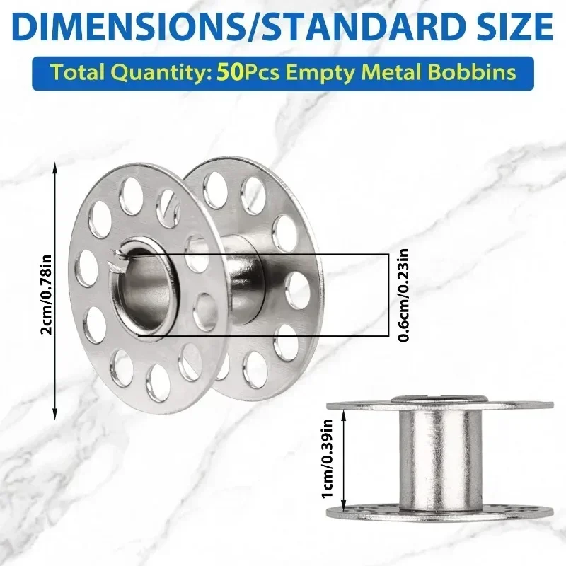 Macchina da cucire per uso domestico Bobina a rulli Bobine metalliche Bobina vuota in acciaio inossidabile per avvolgimento di filo di seta Parti di