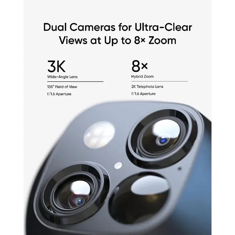 4K POE/AHD IP Dual Camera Solar Security Cameras Wireless Outdoor Cameras For Home Security 360°Coverage Pan Tilt No Blind Spots