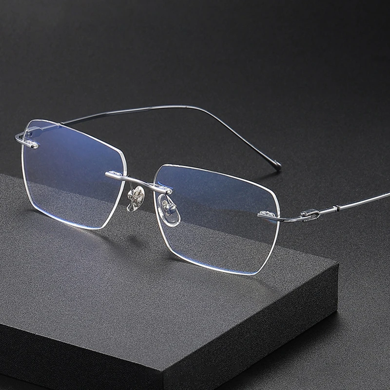 

Titanium Rimless Reading Glasses Men Anti Blue Light Photochromic Frameless Prescription Glasses Frame Women Multifocal Eyewear