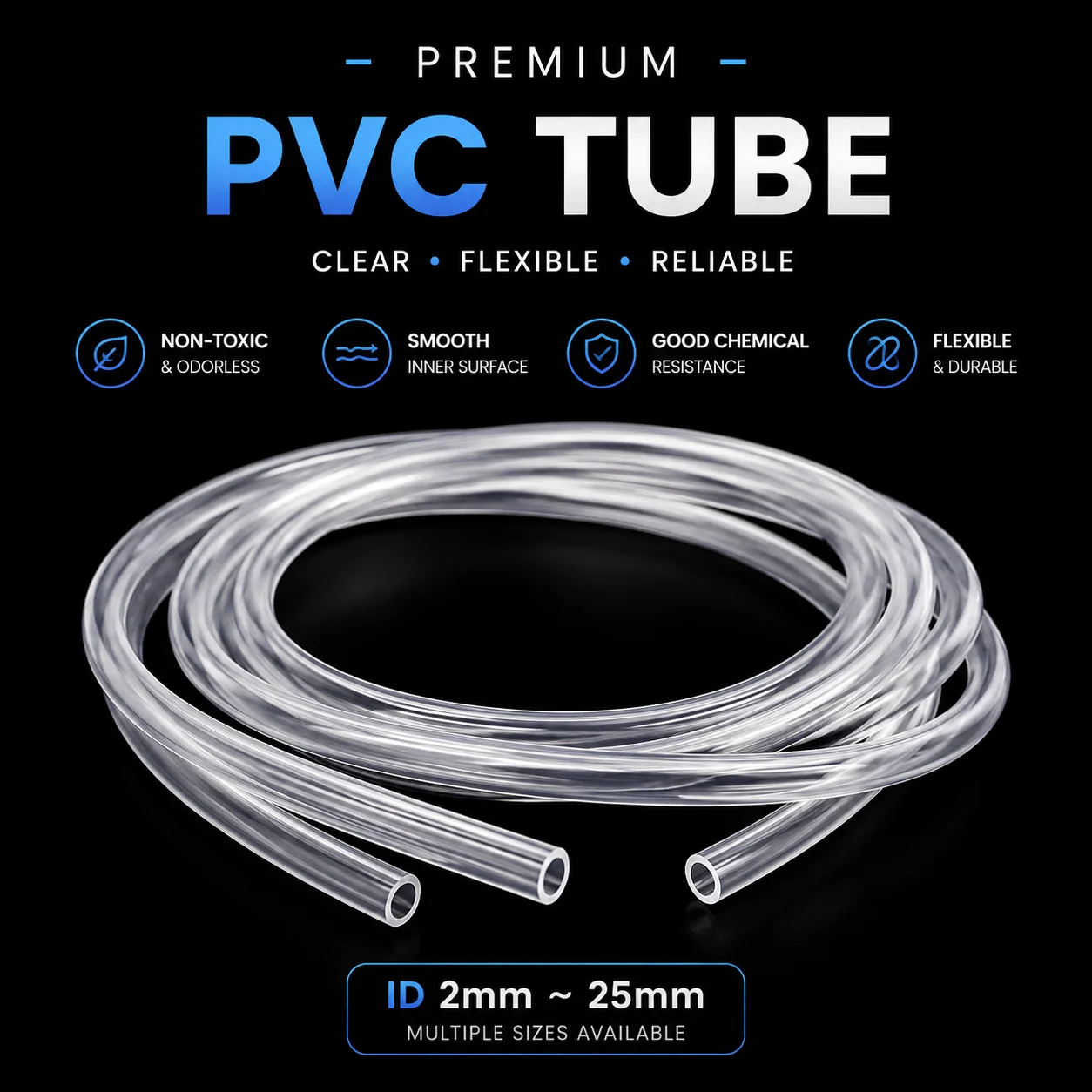1/2/3/5M PVC Pipe Inner Diameter 2-25mm High and Low Temperature Resistant Equipment Fluid Conveying Silicone Hose