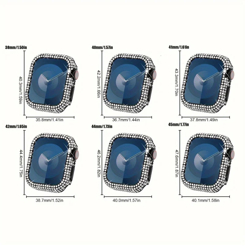 Sparkling Rhinestone For Apple Watch Case Fits 38/40/41/42/44/45/46/49mm Compatible with Ultra/SE/11/10/9/8/7/6/5/4/3/2/1