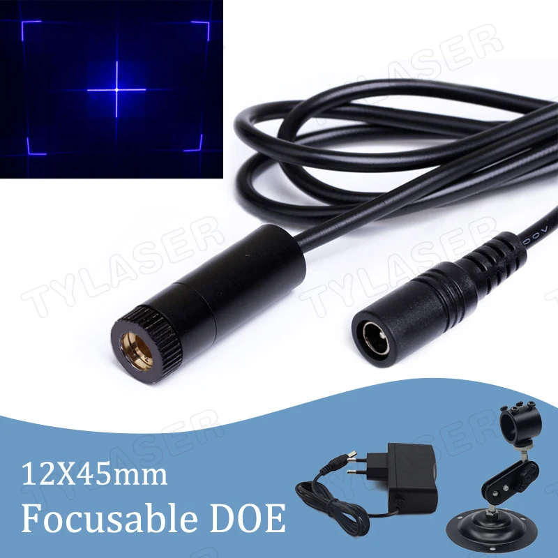 DOE Blue Viewfinder Focusable Locator D12x45mm 405nm Laser Module 10mw 50mw 100mw for Positioning Free with Standard Bracket