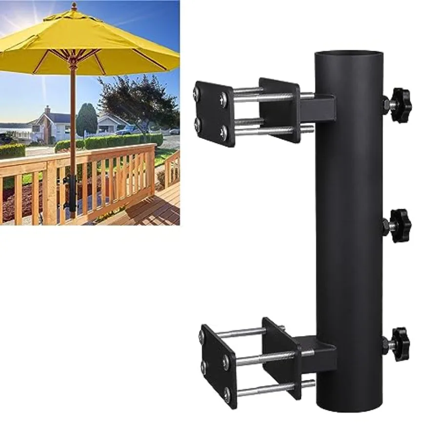 

Patio Umbrella Holder Outdoor Deck Mount Umbrella Holder Heavy Duty Umbrella Clamp Hand-Turn Knob Umbrella Base Stand for Deck