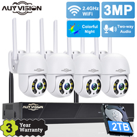 AUYVISION 3MP WiFi PTZ IP Cameras With Fullcolor night vision 8CH NVR Kit Recorder Set P2P Video CCTV Surveillance System