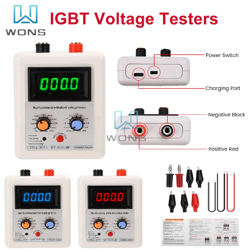 IGBT Voltage Capability Transistor Tester DC50-3700V Diode MOS Triode MOV Voltage Capability Transistor Withstand Voltage Tester