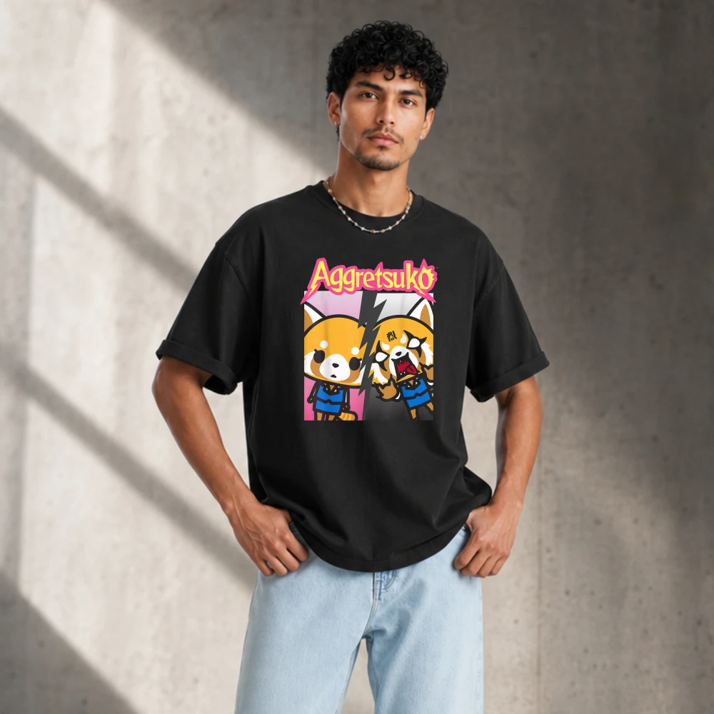 Split Personality Tee Shirt T-Shirt Cartoon Panda Split Emotion Graphic T‑Shirt Anime Fan Art Aggretsuko Inspired Short Sleeve