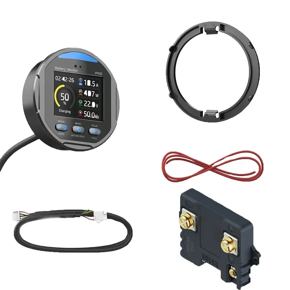 TR24 Waterproof Coulomb Meter With Color Screen For Battery Monitoring With Backlight Brightness Adjustable/Low Battery Alarm