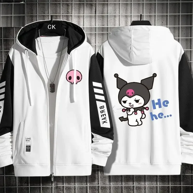 New Sanrio Kuromi Loose Hooded Anime My melody Cartoon Students Sports Jacket 100Kg Can Be Worn Track Jacket Casual Sweater Gift