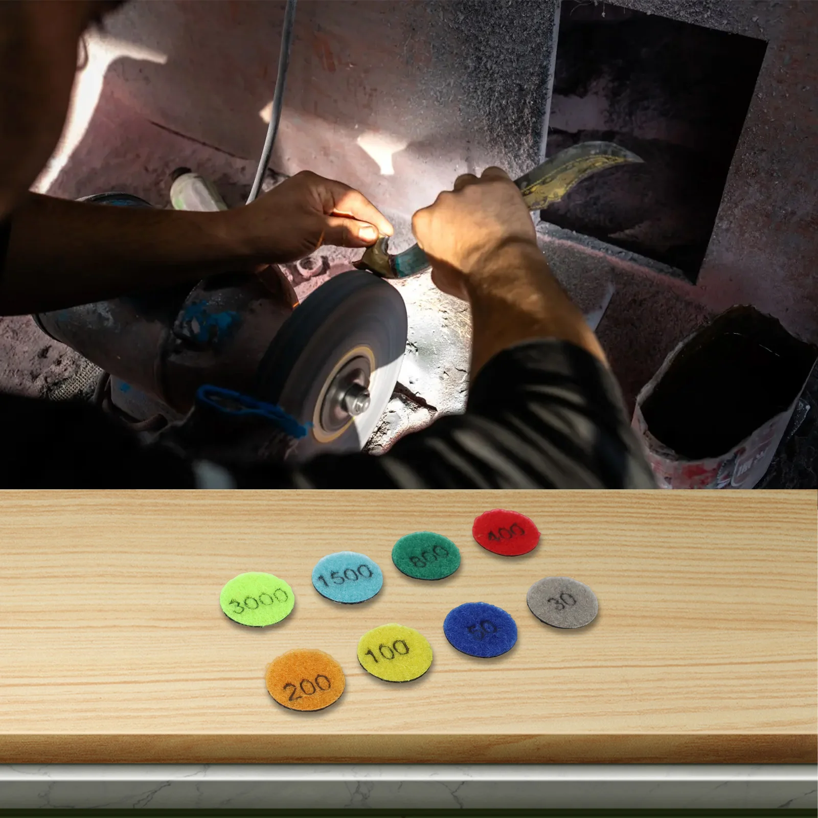 Premium 25mm 8PCS Wet Dry Polishing Pads for Jadeite Electric Grinders Suitable for Polishing and Restoring Stone Surfaces