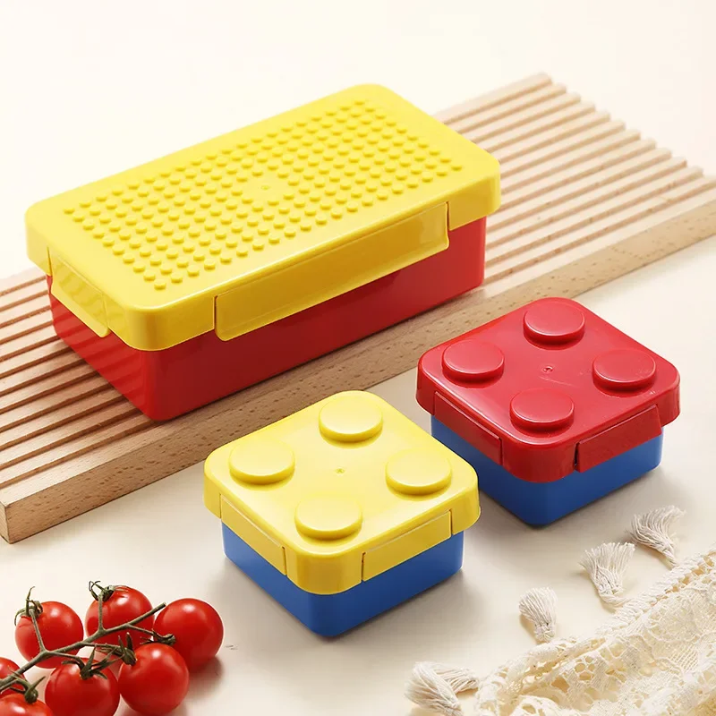 Fiambrera sellada portátil, bloques de construcción de Color, empalme, caja de almuerzo para estudiantes, Picnic colorido, ensalada de frutas, Bento