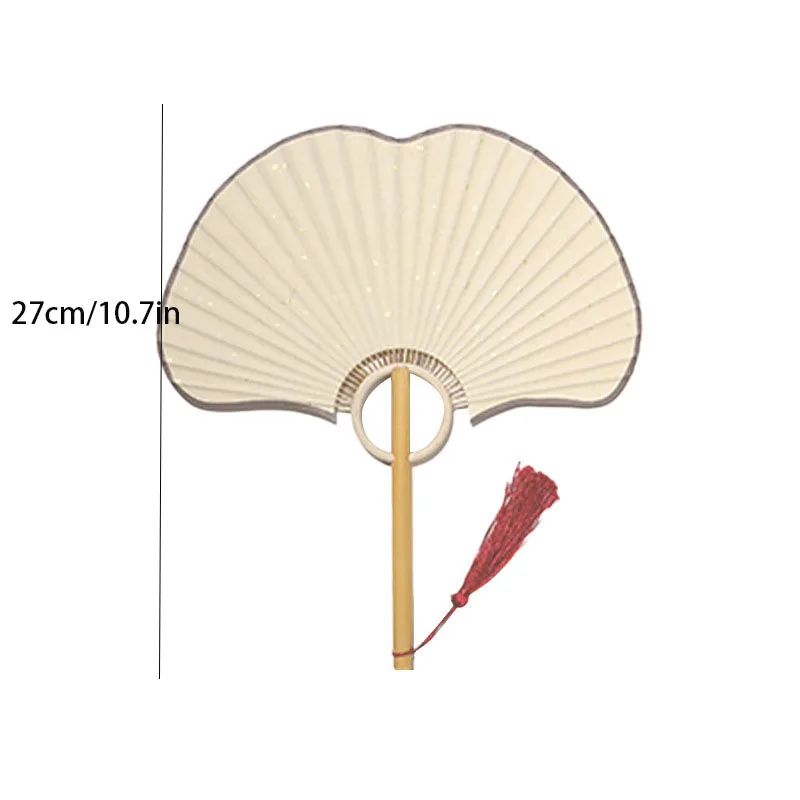 Blank DIY Painting Ginkgo Paddle Fan, Classic Oriental Bamboo Fan for Hanfu Decor Wedding Party Gift