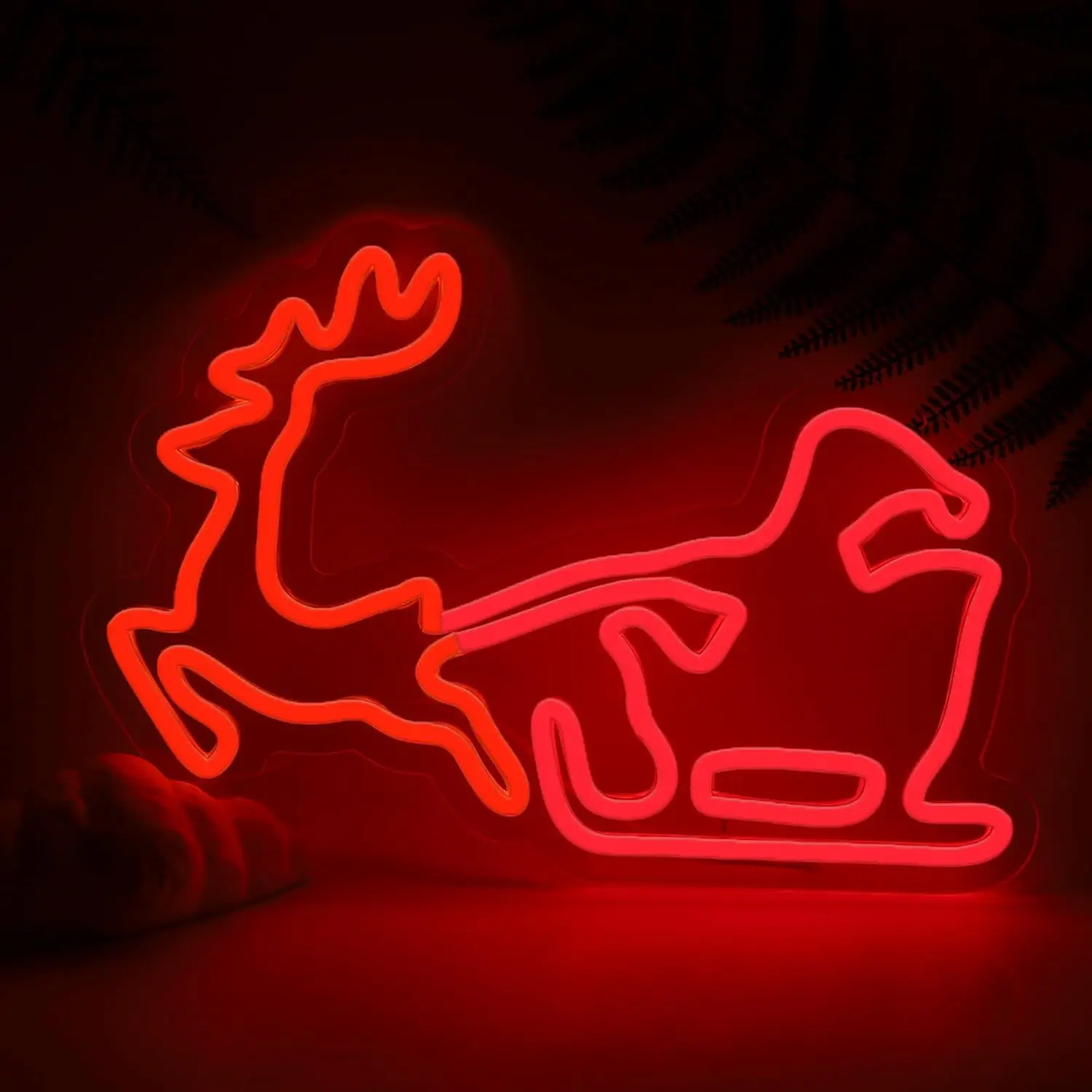 Christmas Deer Sled Neon Sign For Wall Decor Xmas Led Lights Room Decoration Kid's Bedroom Home Party Bar Club USB Lamp Signs