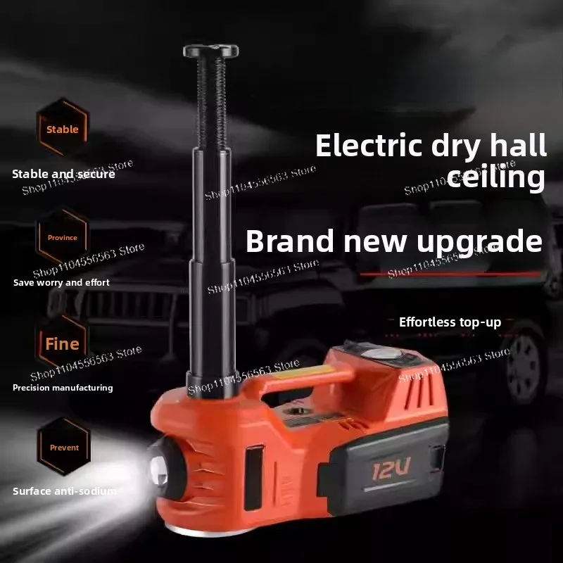 12V 5Ton 4-in-1 Car Hydraulic Jack - Impact Socket Wrench Tire Inflator with LED Light