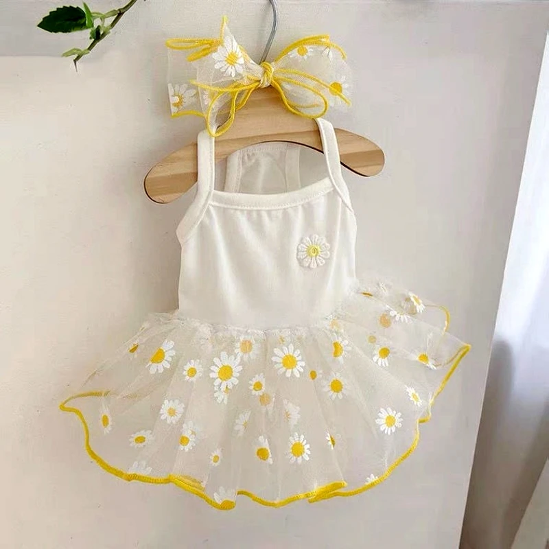 Dog Dress Summer Puppy Clothes Cute Daisy Princess Skirt Chihuahua Bichon Dog Cooling Costume Pet Clothing for Dogs Cat Dresses