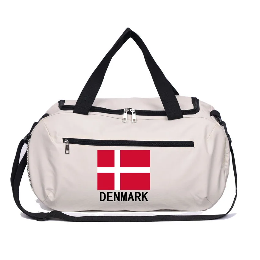 

Men Woman Fitness Bags Durable Multifunction Handbag Denmark Flag Printed Outdoor Sporting Yoga Gym Basketball Bag Dry Wet
